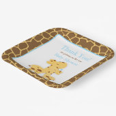 Giraffe Blue Boy Baby Shower Pappteller (Gewinkelt)