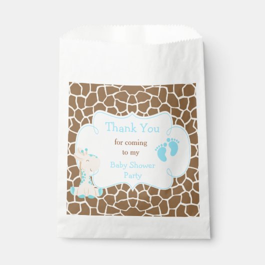 Giraffe Blue Boy Baby Shower Party Geschenktütchen (Vorderseite)