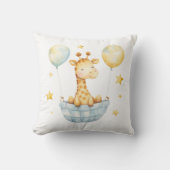 Giraffe Blue Yellow Basket Balloons Boys Kinderzim Kissen (Vorderseite)