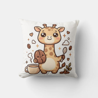Giraffe-Bohnen-Löffel-Kawaii-Kaffeekissen Kissen