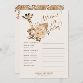 Giraffe Boho Grasses Baby Dusche Wünsche für Baby Einladung