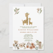 Giraffe Boho Safari Animals Baby Shower Einladung (Vorderseite)
