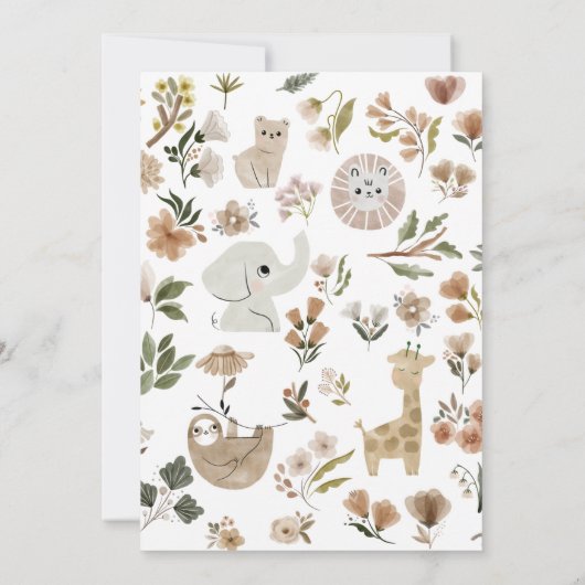 Giraffe Boho Safari Animals Baby Shower Einladung (Rückseite)