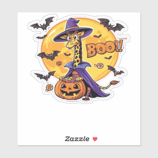 Giraffe Boo Halloween Classic T-Shirt_7 Aufkleber (Blatt)