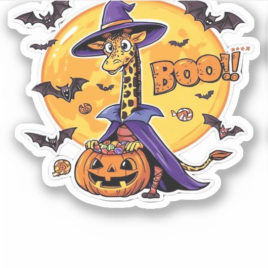 Giraffe Boo Halloween Classic T-Shirt_7 Aufkleber (Vorderseite)