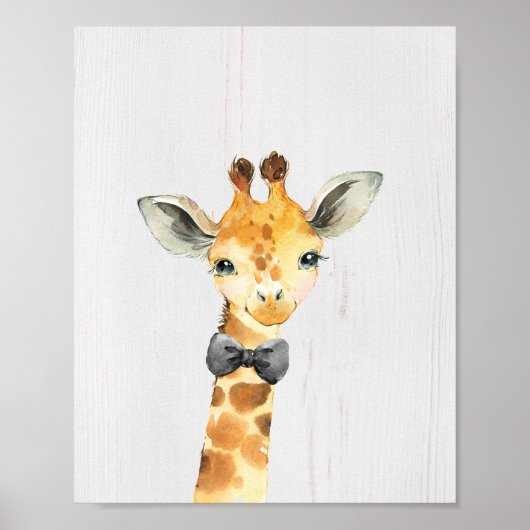 Giraffe Bowtie Safari Dschungel Kinderzimmer Kunst Poster (Vorne)