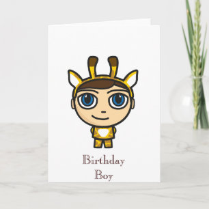 Giraffe Boy Cartoon Charakter Geburtstagskarte Karte