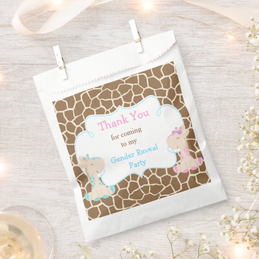 Giraffe Boy & Girl Gender Reveal Party Geschenktütchen (Ausgeschnitten)