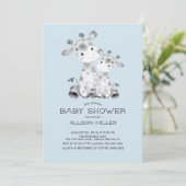 Giraffe Boys Babydusche Einladung (Stehend Vorderseite)