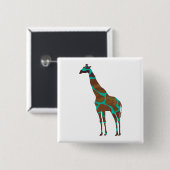 Giraffe, braun und Aquamarin Button (Vorne & Hinten)