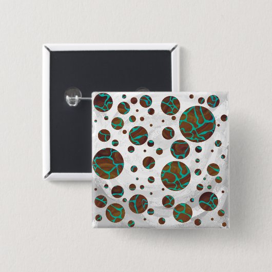 Giraffe, braun und Aquamarin Button (Vorne & Hinten)