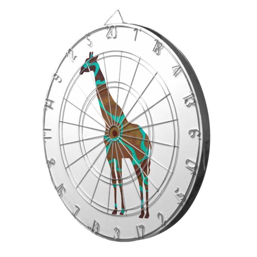 Giraffe, braun und Aquamarin Dartscheibe (Vorderseite rechts)
