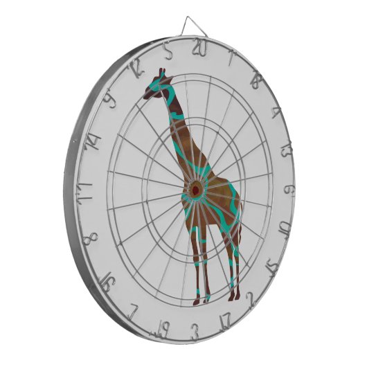 Giraffe, braun und Aquamarin Dartscheibe (Vorderseite Links)