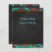 Giraffe, braun und Aquamarin Einladung (Vorne/Hinten)