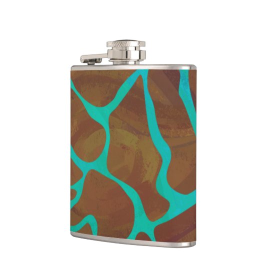 Giraffe, braun und Aquamarin Flachmann (Links)