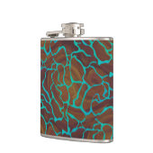 Giraffe, braun und Aquamarin Flachmann (Links)