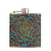 Giraffe, braun und Aquamarin Flachmann (Vorderseite)