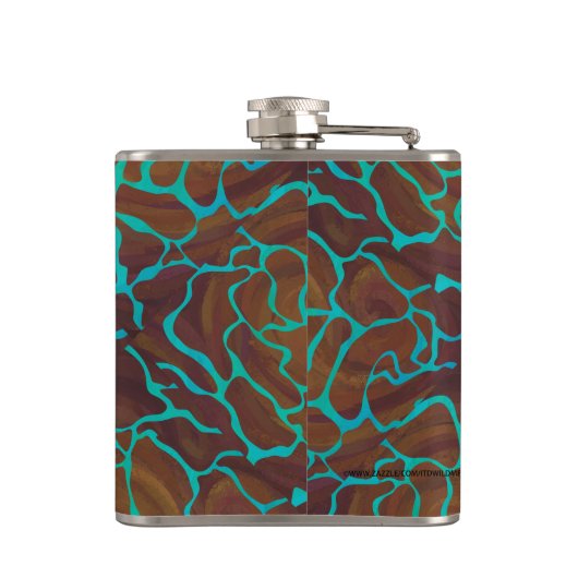 Giraffe, braun und Aquamarin Flachmann (Rückseite)