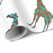 Giraffe, braun und Aquamarin Geschenkpapier (Rolleneckpunkt)
