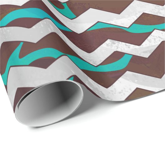 Giraffe, braun und Aquamarin Geschenkpapier (Rolleneckpunkt)