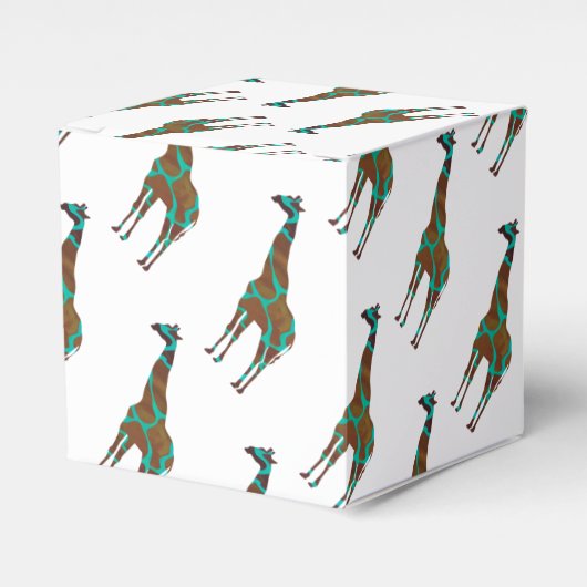Giraffe, braun und Aquamarin Geschenkschachtel (Vorderseite)