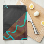 Giraffe, braun und Aquamarin Geschirrtuch (Viertel Falte)