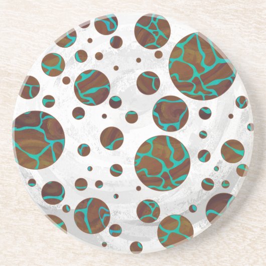 Giraffe, braun und Aquamarin Getränkeuntersetzer (Vorne)