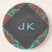 Giraffe, braun und Aquamarin Getränkeuntersetzer (Vorne)