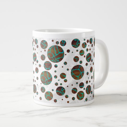 Giraffe, braun und Aquamarin Jumbo-Tasse (Vorderseite Rechts)
