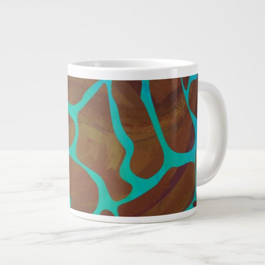 Giraffe, braun und Aquamarin Jumbo-Tasse (Vorderseite Rechts)