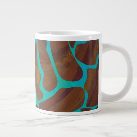 Giraffe, braun und Aquamarin Jumbo-Tasse (Rechts)