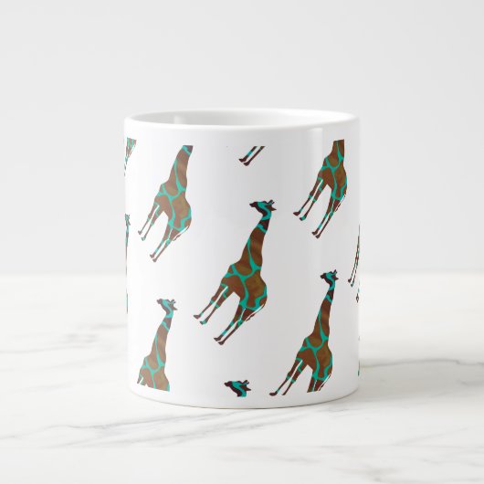 Giraffe, braun und Aquamarin Jumbo-Tasse (Vorderseite)