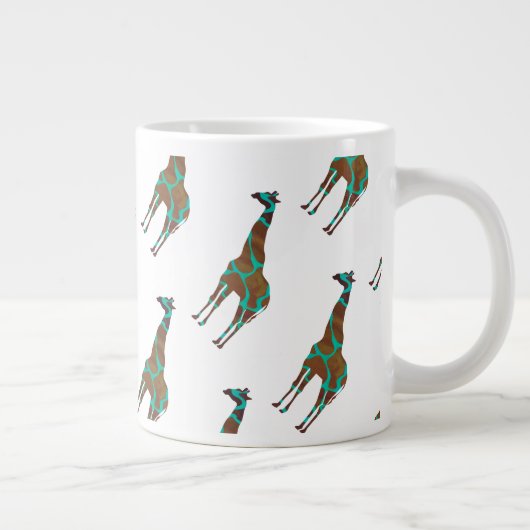 Giraffe, braun und Aquamarin Jumbo-Tasse (Rechts)