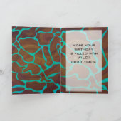 Giraffe, braun und Aquamarin Karte (Innenseite)