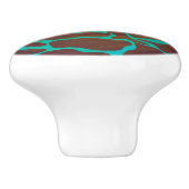 Giraffe, braun und Aquamarin Keramikknauf (Seitenansicht)