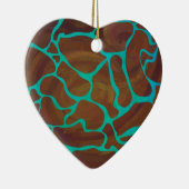 Giraffe, braun und Aquamarin Keramikornament (Rechts)