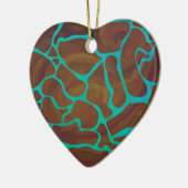 Giraffe, braun und Aquamarin Keramikornament (Links)