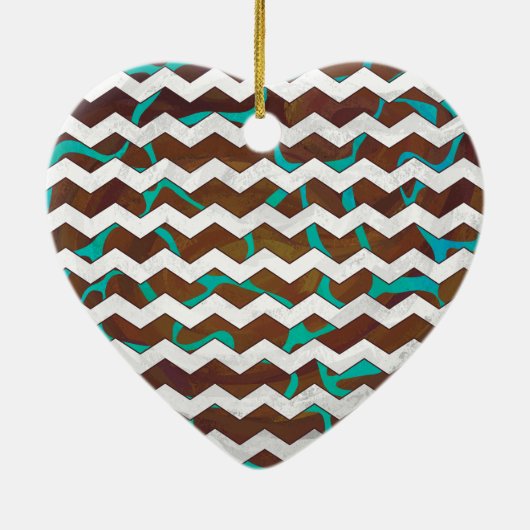 Giraffe, braun und Aquamarin Keramikornament (Hinten)