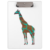 Giraffe, braun und Aquamarin Klemmbrett (Vorderseite)