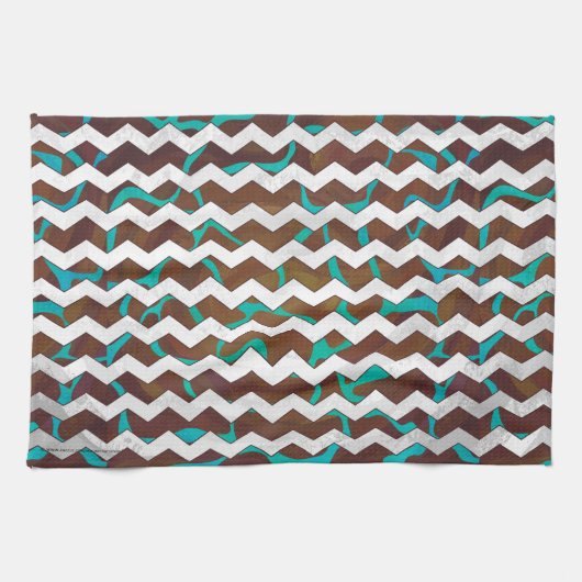 Giraffe, braun und Aquamarin Küchentuch (Horizontal)