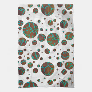 Giraffe, braun und Aquamarin Küchentuch