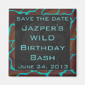 Giraffe, braun und Aquamarin Magnet (Vorne)