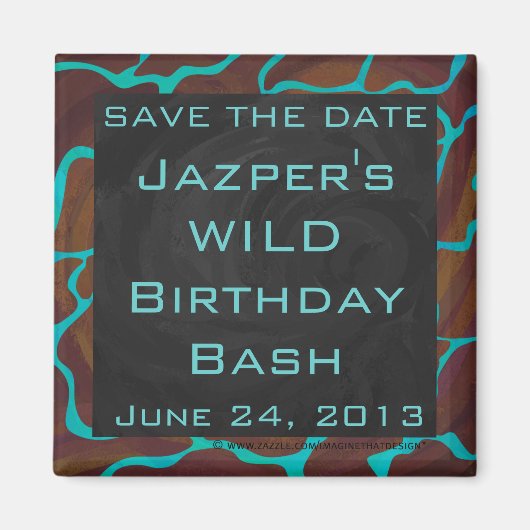 Giraffe, braun und Aquamarin Magnet (Vorne)