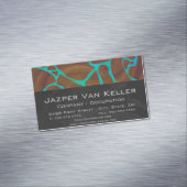 Giraffe, braun und Aquamarin Magnetische Visitenkarte (Beispiel)