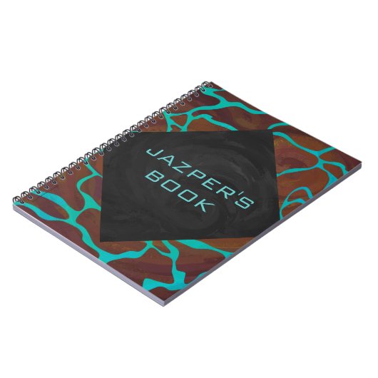 Giraffe, braun und Aquamarin Notizblock (Linke Seite)