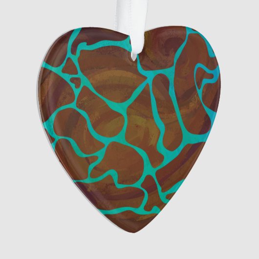 Giraffe, braun und Aquamarin Ornament (Vorderseite)