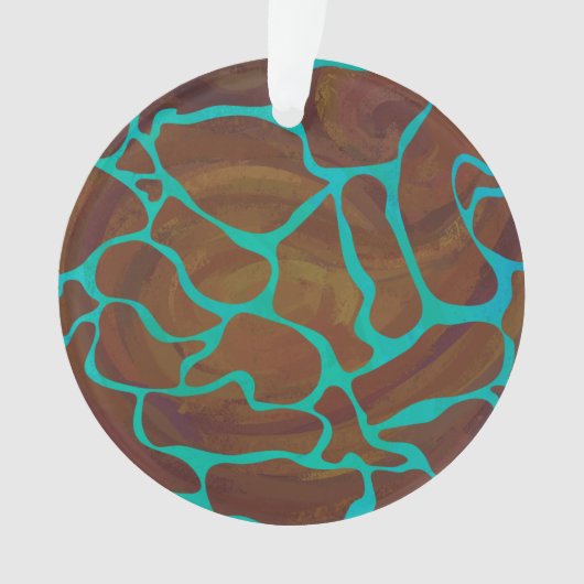 Giraffe, braun und Aquamarin Ornament (Vorderseite)