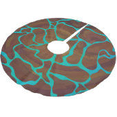 Giraffe, braun und Aquamarin Polyester Weihnachtsbaumdecke (Schrägansicht)