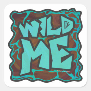 Giraffe, braun und Aquamarin Quadratischer Aufkleber