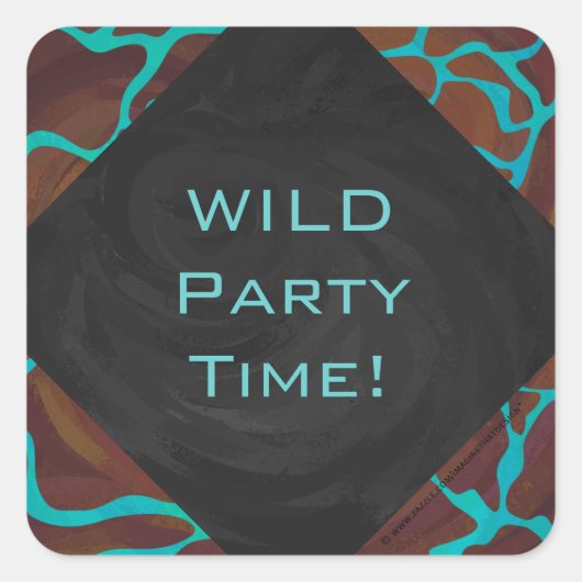 Giraffe, braun und Aquamarin Quadratischer Aufkleber (Vorderseite)